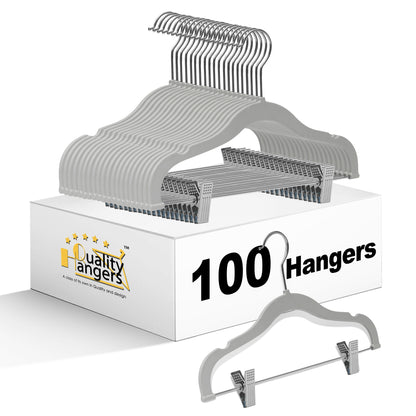 PL063 - 13.5" Kids Plastic Skirt Hangers with Clips - Gray
