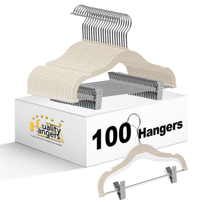 PL064 - 13.5" Kids Plastic Skirt Hangers with Clips - Ivory