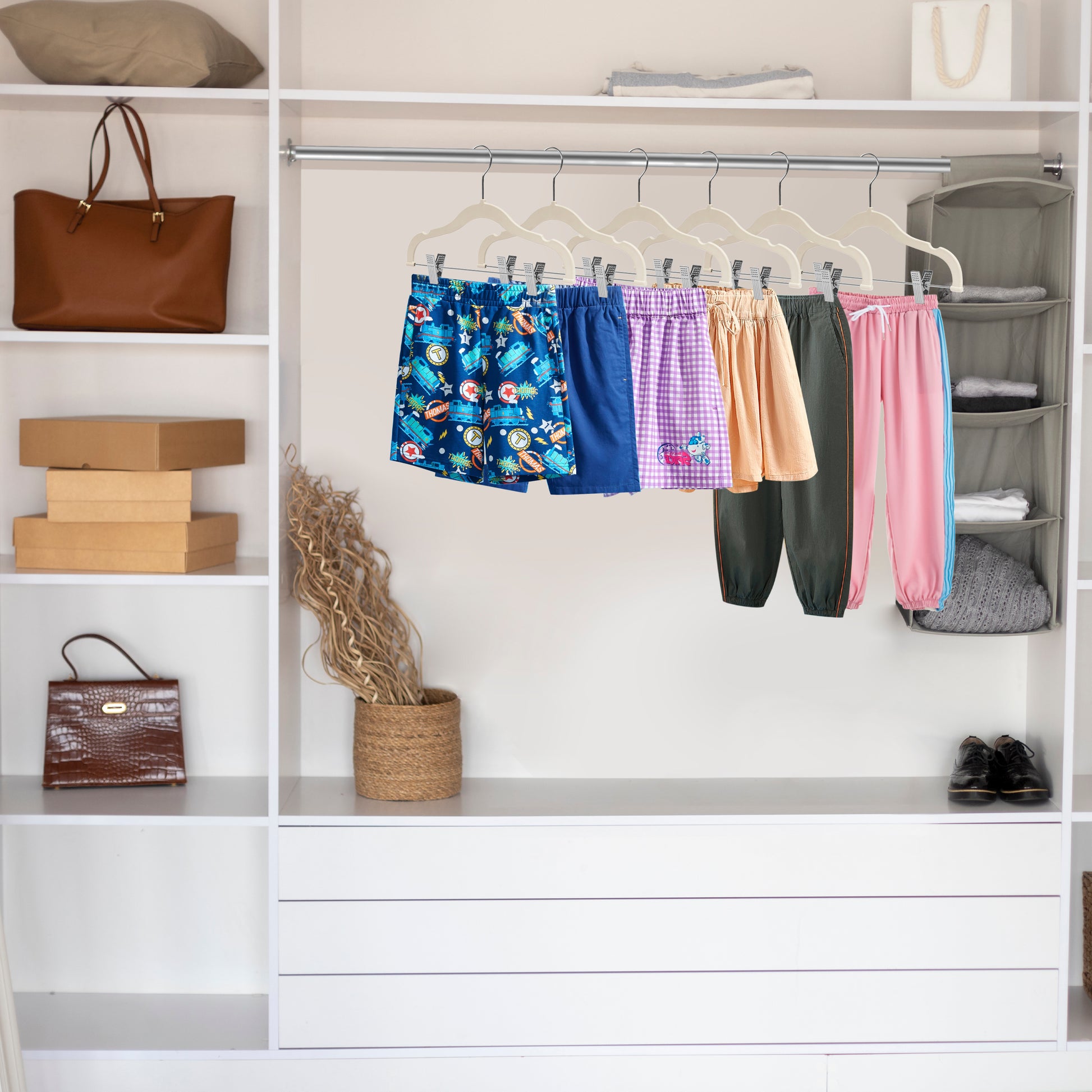 PL064 - 13.5" Kids Plastic Skirt Hangers with Clips - Ivory