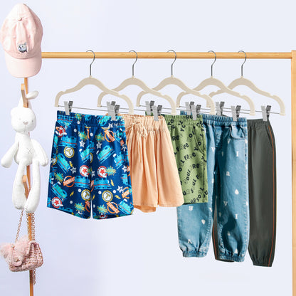 PL064 - 13.5" Kids Plastic Skirt Hangers with Clips - Ivory