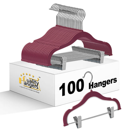 PL066 - Kids Plastic Skirt Hangers with Clips - Raspberry