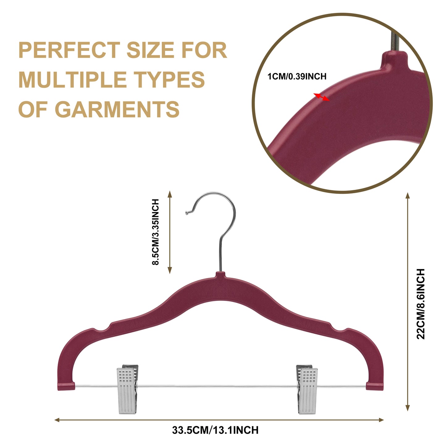 PL066 - Kids Plastic Skirt Hangers with Clips - Raspberry