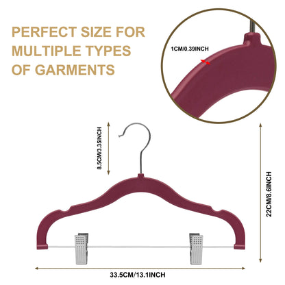 PL066 - Kids Plastic Skirt Hangers with Clips - Raspberry
