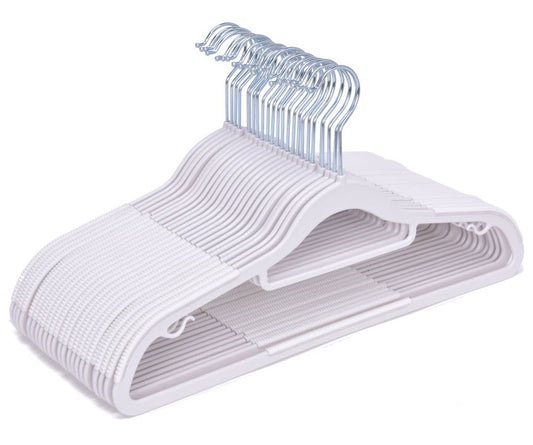 PL202 - 16.5" Space saving Plastic Shirt Hangers -White -200