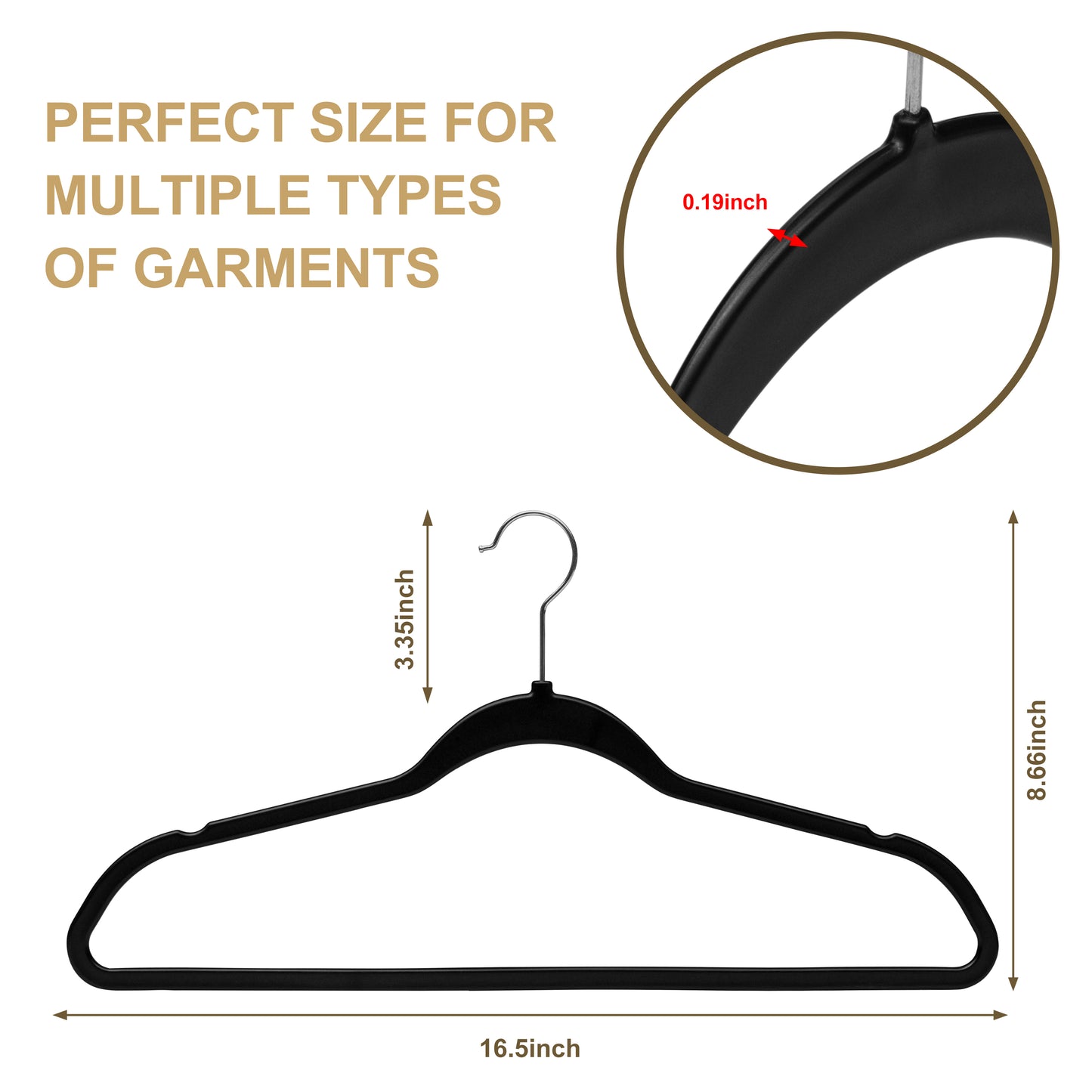 P411 - Space saving Plastic Shirt Hangers - Black - 200 Hangers (Retail Packed)