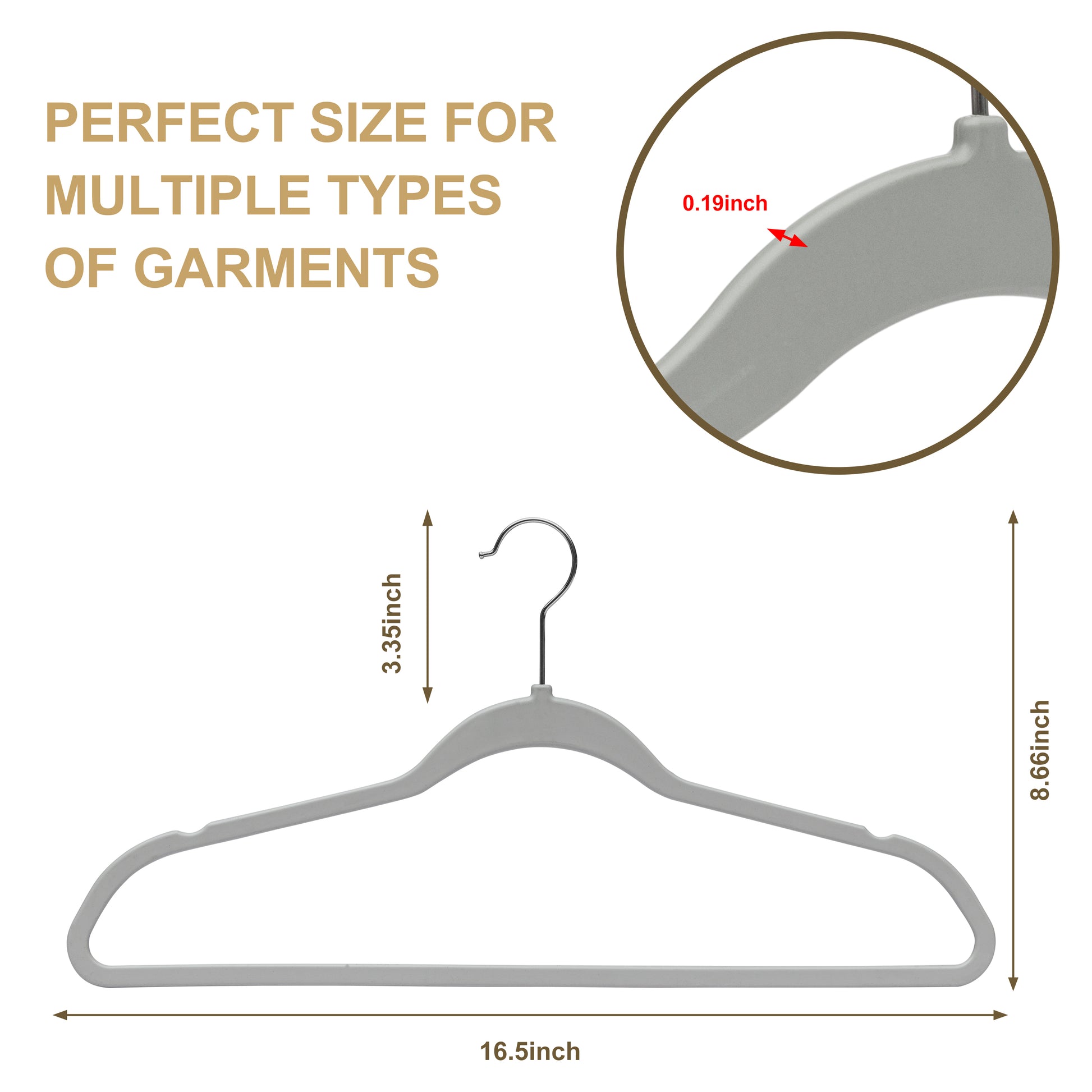 P411 - Space saving Plastic Shirt Hangers - Gray - 200 Hangers (Retail Packed)