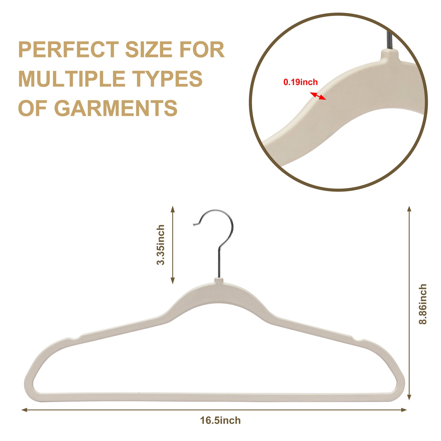 P411 - Space saving Plastic Shirt Hangers - Ivory/beige - 200 Hangers (Retail Packed)