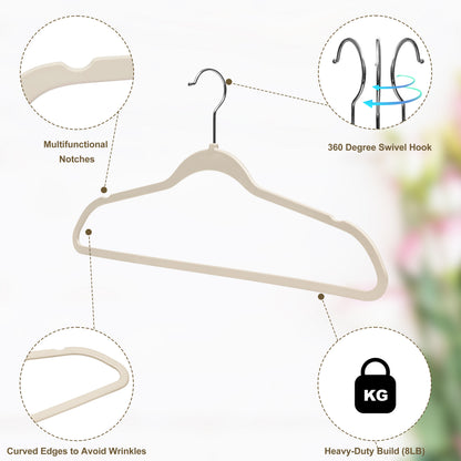 P411 - Space saving Plastic Shirt Hangers - Ivory/beige - 200 Hangers (Retail Packed)