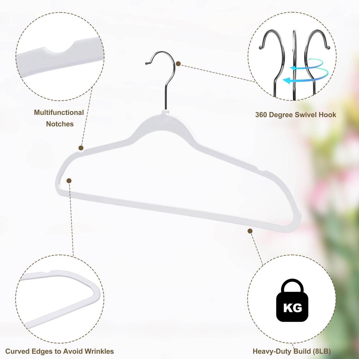 P411 - Space saving Plastic Shirt Hangers - White - 200 Hangers (Retail Packed)