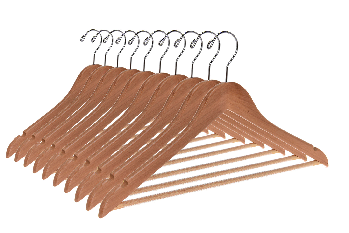 W030 - Semi Curved Wooden Hanger, 17.5" Natural - 80