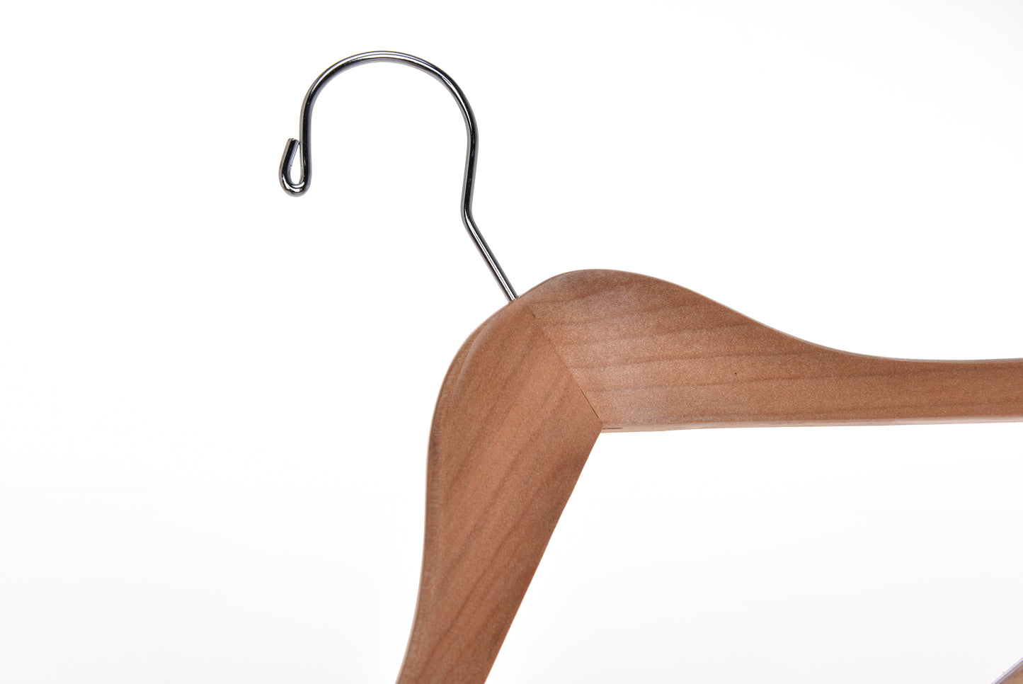 W030-30 - Quality Wooden Hangers - Slightly Curved Hanger - Solid Wood Coat Hangers with Stylish Chrome Hooks - Natural colored 90 Hangers
