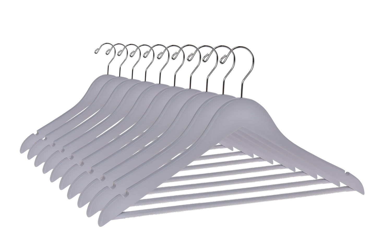 W060 - Semi Curved Wooden Hangers, 17.5" Light Gray - 80