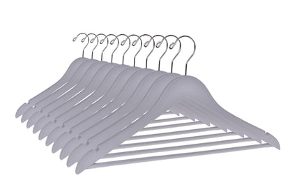 W060 - Semi Curved Wooden Hangers, 17.5" Light Gray -90