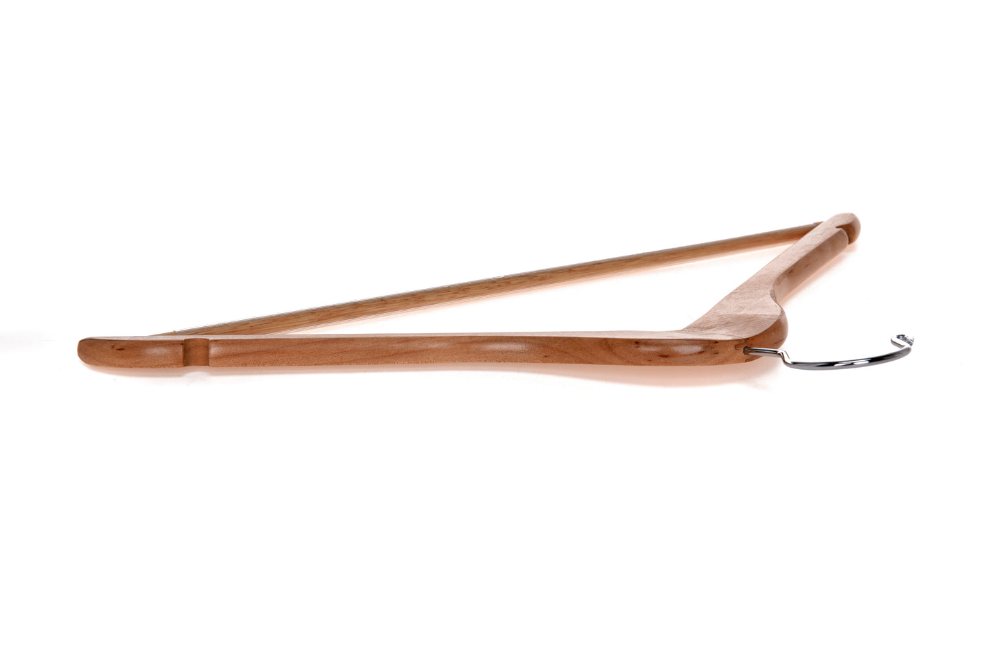 W030-30 - Quality Wooden Hangers - Slightly Curved Hanger - Solid Wood Coat Hangers with Stylish Chrome Hooks - Natural colored 90 Hangers