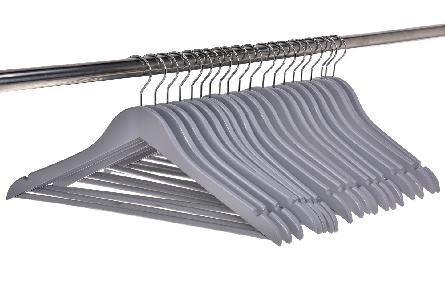 W060 - Semi Curved Wooden Hangers, 17.5" Light Gray -90
