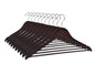 W050-30 - Quality Wooden Hangers - Slightly Curved Hanger Solid Wood Coat Hangers with Stylish Chrome Hooks - Mahogany color 90 Hangers