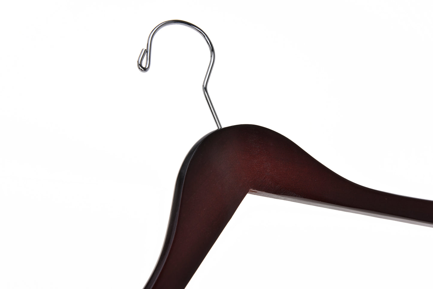 W050-30 - Quality Wooden Hangers - Slightly Curved Hanger Solid Wood Coat Hangers with Stylish Chrome Hooks - Mahogany color 90 Hangers