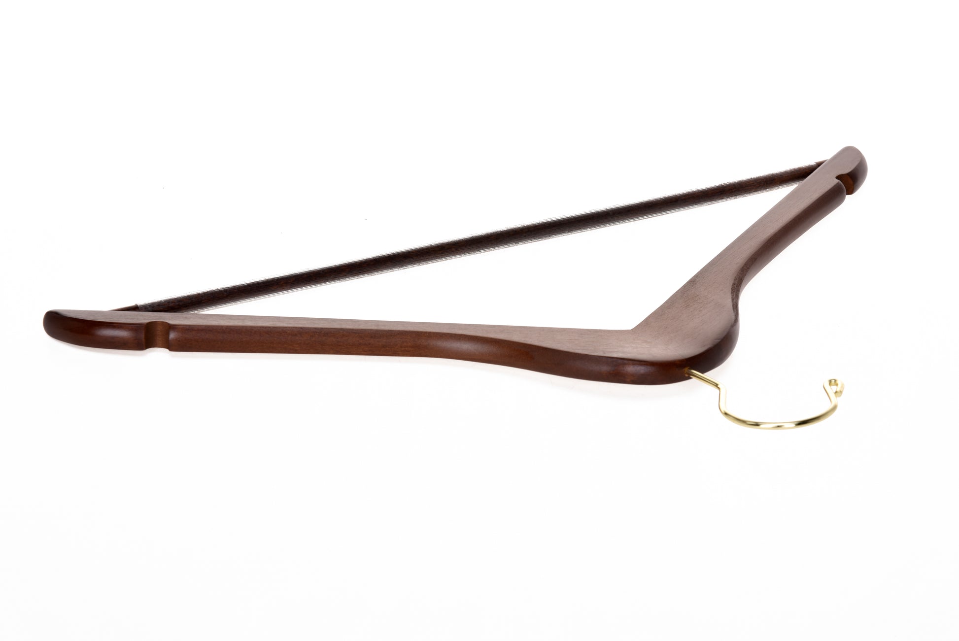 W010 - Semi Curved Wooden Suit Coat Hangers, 17.5" Walnut-Gold - 90