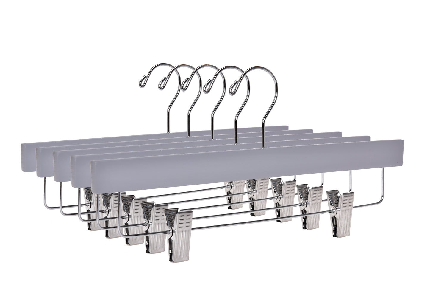 W063 - Wooden Straight Skirt Hangers, 14inch, Gray - 100