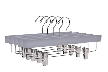 W063 - Wooden Straight Skirt Hangers, 14inch, Gray - 100