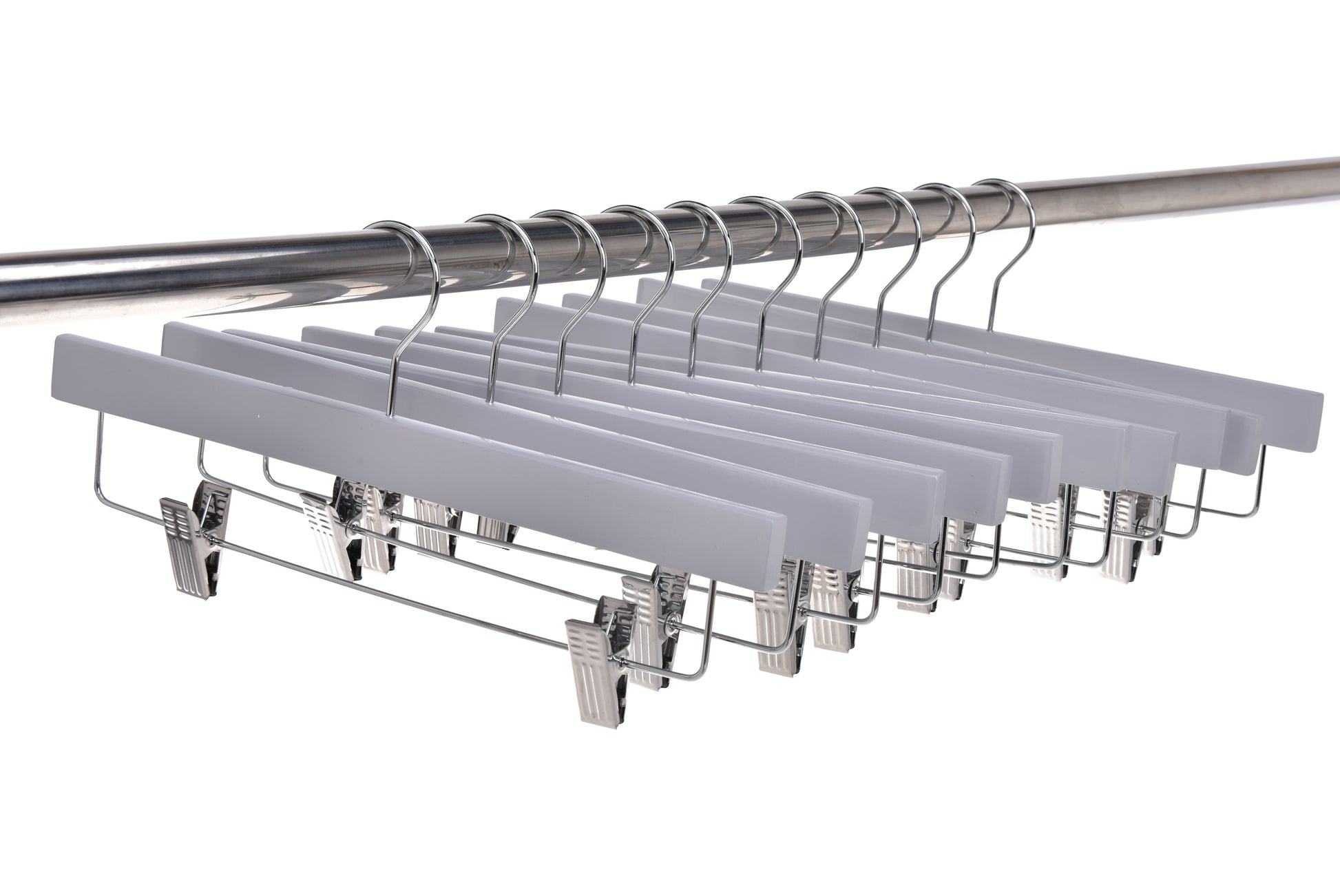 W063 - Wooden Straight Skirt Hangers, 14inch, Gray - 100