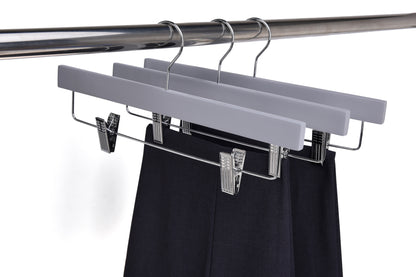 W063 - Wooden Straight Skirt Hangers, 14inch, Gray - 100