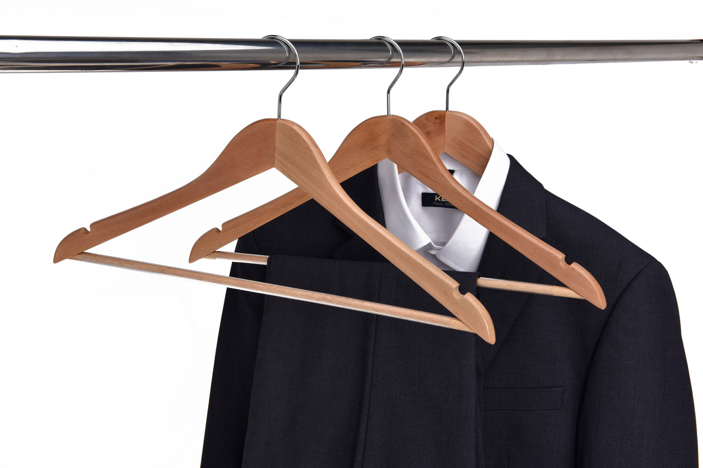 W030 - Semi Curved Wooden Hanger, 17.5" Natural - 80