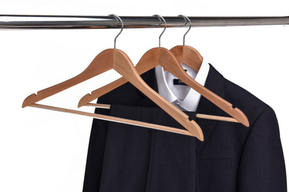 W030 - Semi Curved Wooden Hanger, 17.5" Natural - 80