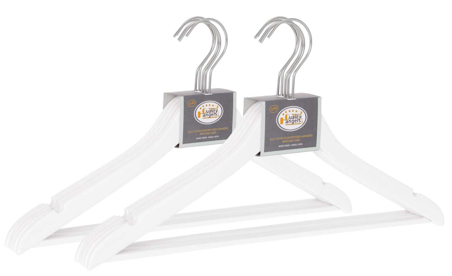 WS70 - Ultra Slim Suit Hangers with Pant Bar White - 100 Pcs