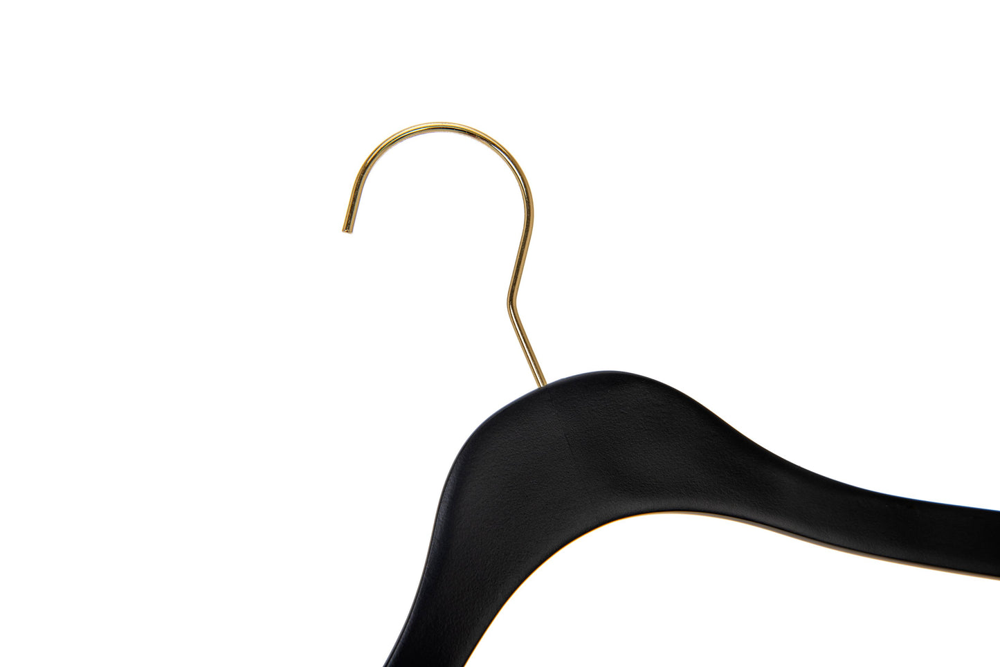 WS70 BK - Ultra Slim Suit Hangers with Pant Bar Black and Gold Hook - 100 Pcs 