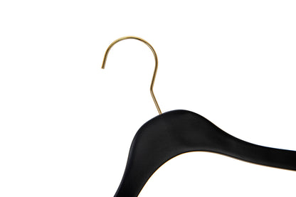 WS70 BK - Ultra Slim Suit Hangers with Pant Bar Black and Gold Hook - 100 Pcs 