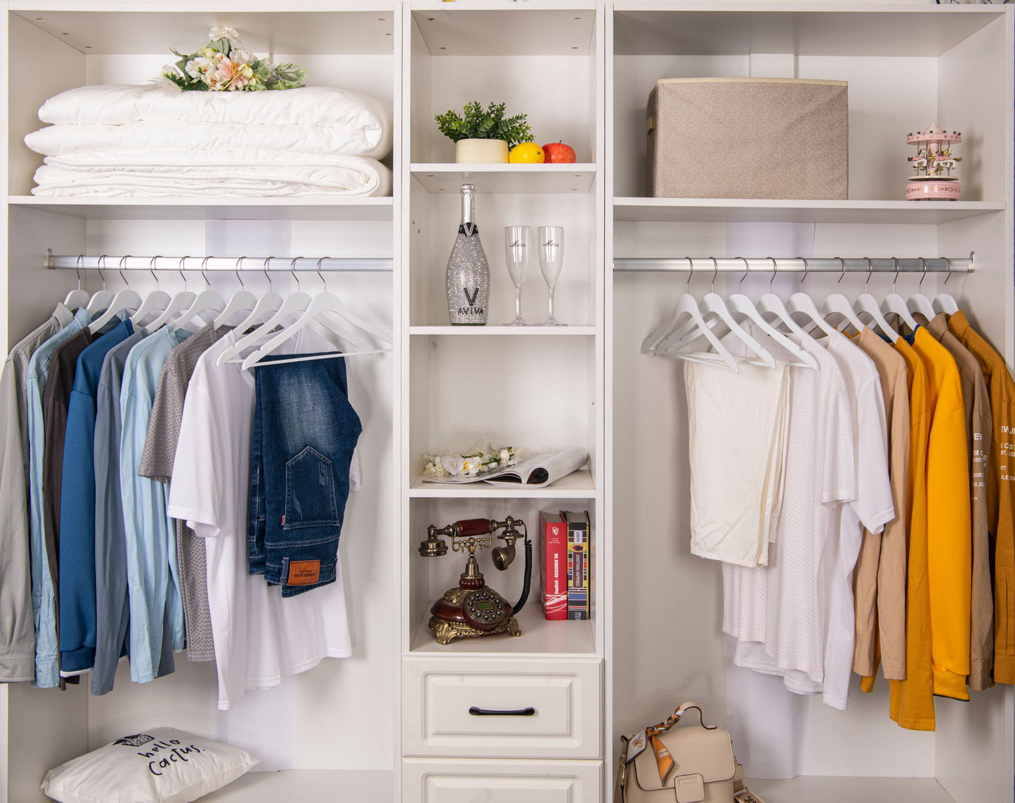 WS70 - Ultra Slim Suit Hangers with Pant Bar White - 100 Pcs