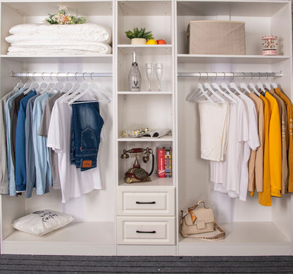 WS70 - Ultra Slim Suit Hangers with Pant Bar White - 100 Pcs