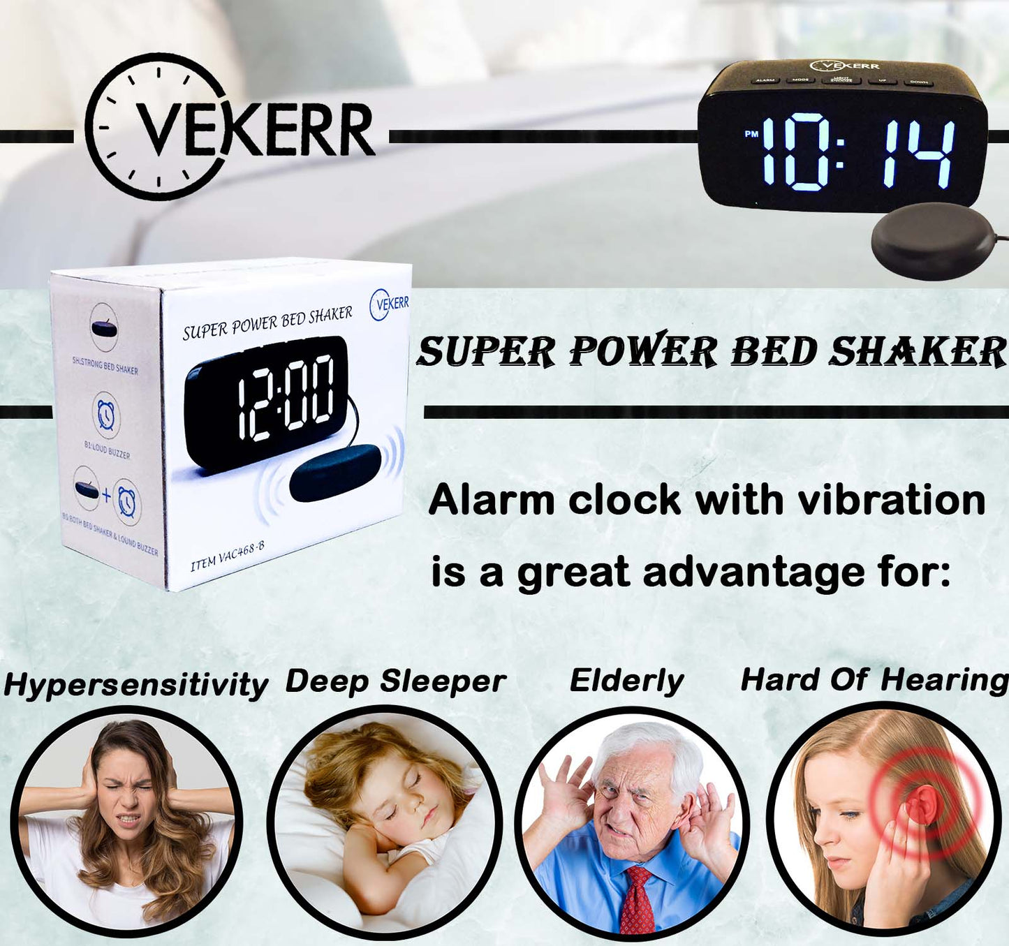 Vekerr Vibration Alarm Clock - 48 Pieces 