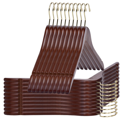 W011 - Flat Wooden Hangers Walnut, with chrome hook - 80