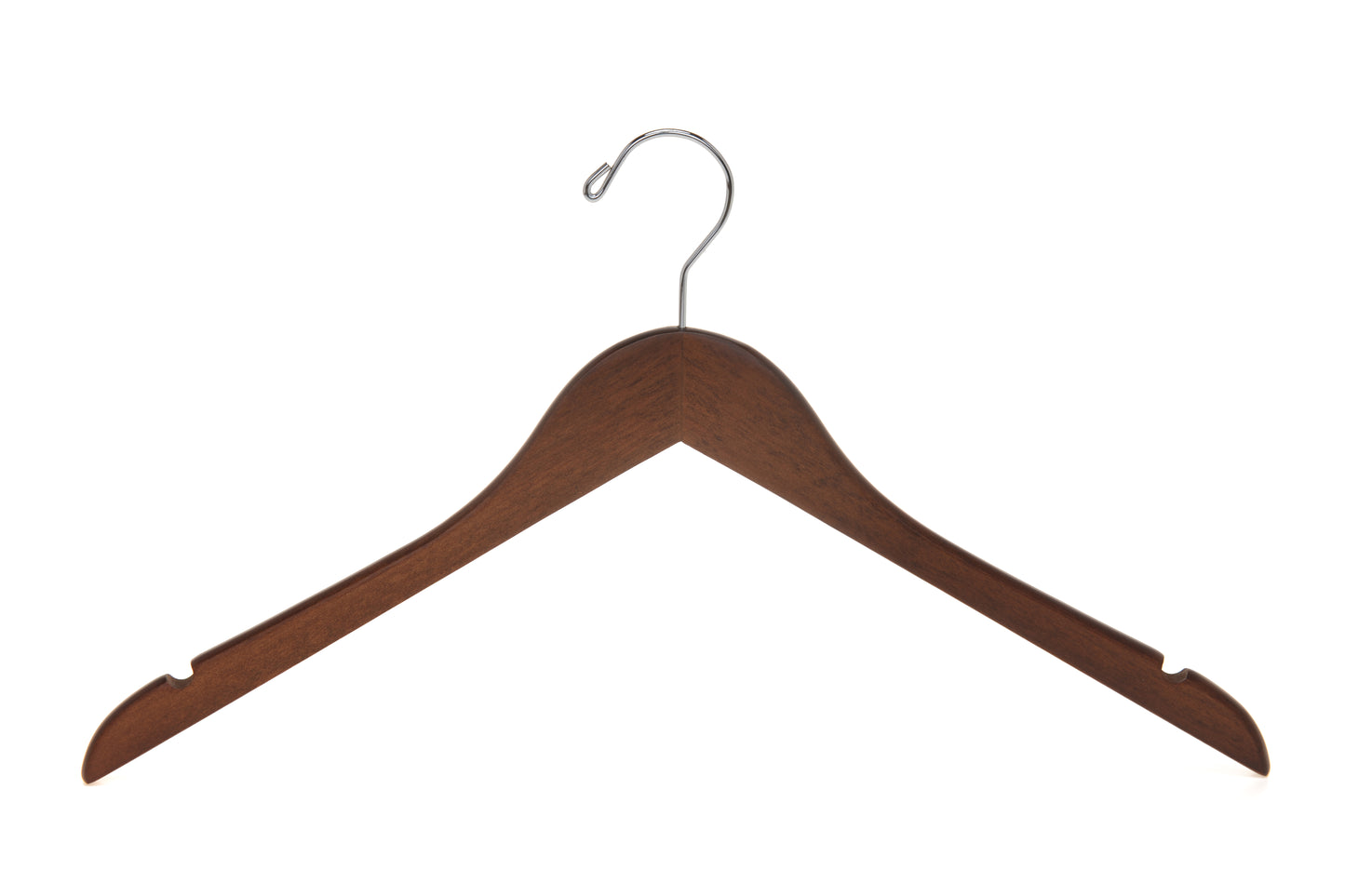 W021 - Semi Curved Wooden Hangers, 17.5" Walnut - 80 Hangers