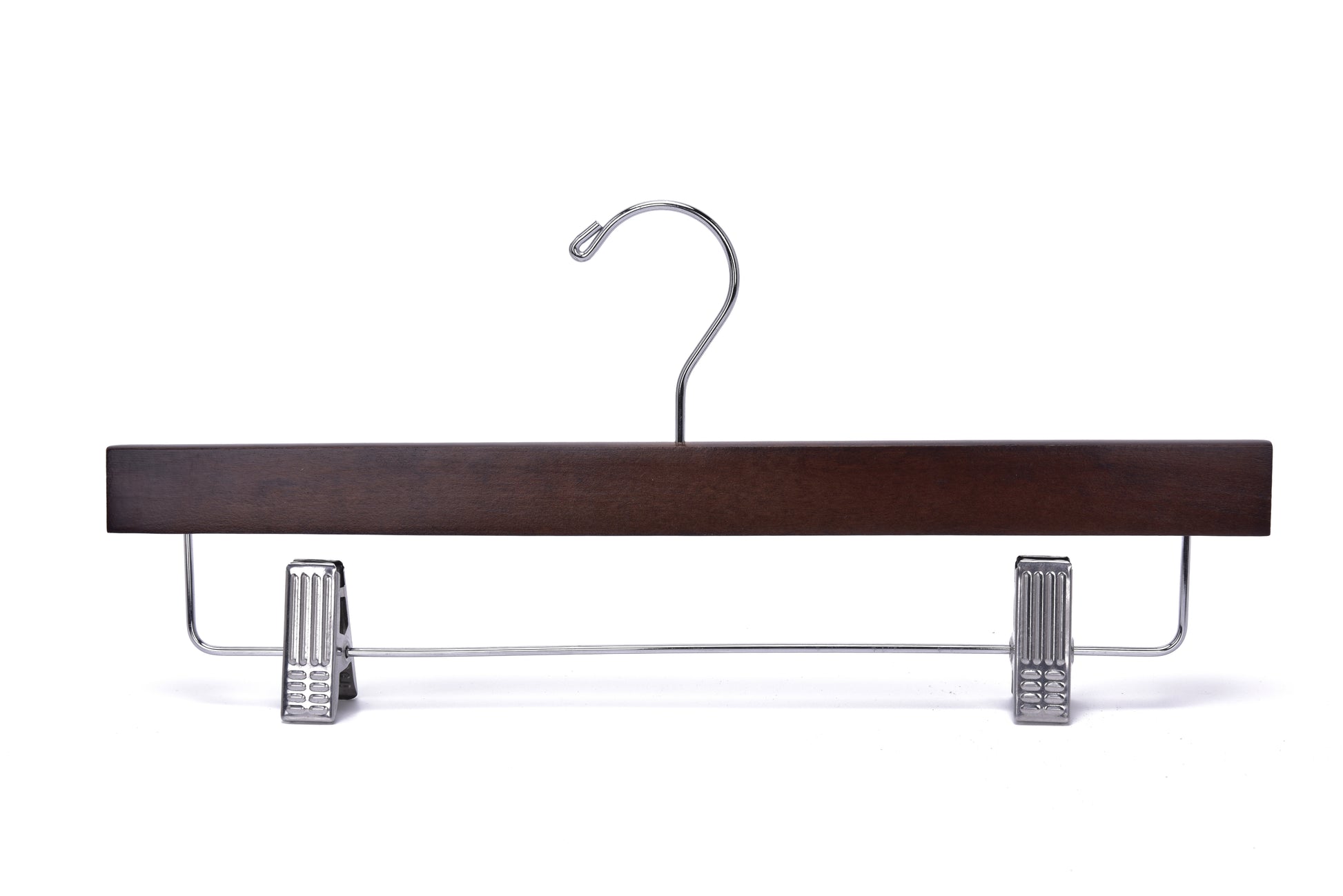 W023 - Wooden Straight Skirt Hangers-Walnut/Chrome Hook -100
