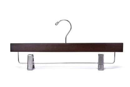 W023 - Wooden Straight Skirt Hangers-Walnut/Chrome Hook -100