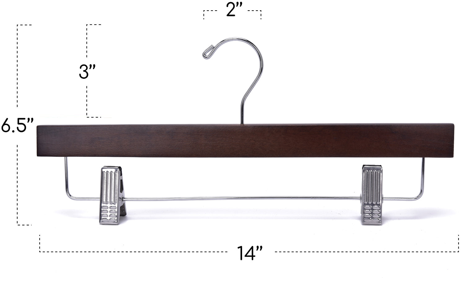 W023 - Wooden Straight Skirt Hangers-Walnut/Chrome Hook -100