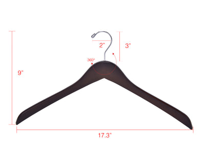 W025 - Curved Wooden Hanger 17" Walnut-Chrome - 100 Hangers
