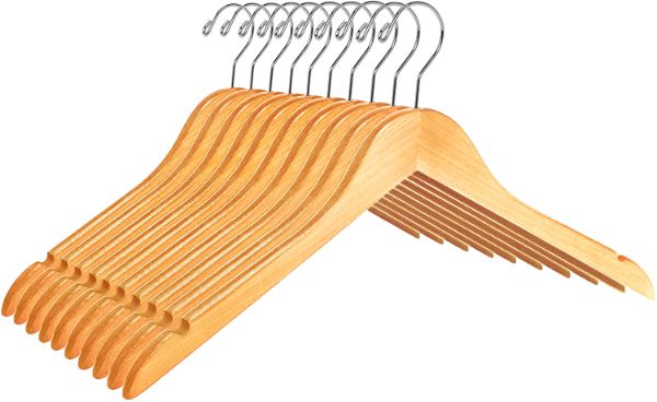 W031 - Semi Curved Wooden Hangers, 17.5" White - 80 Hangers