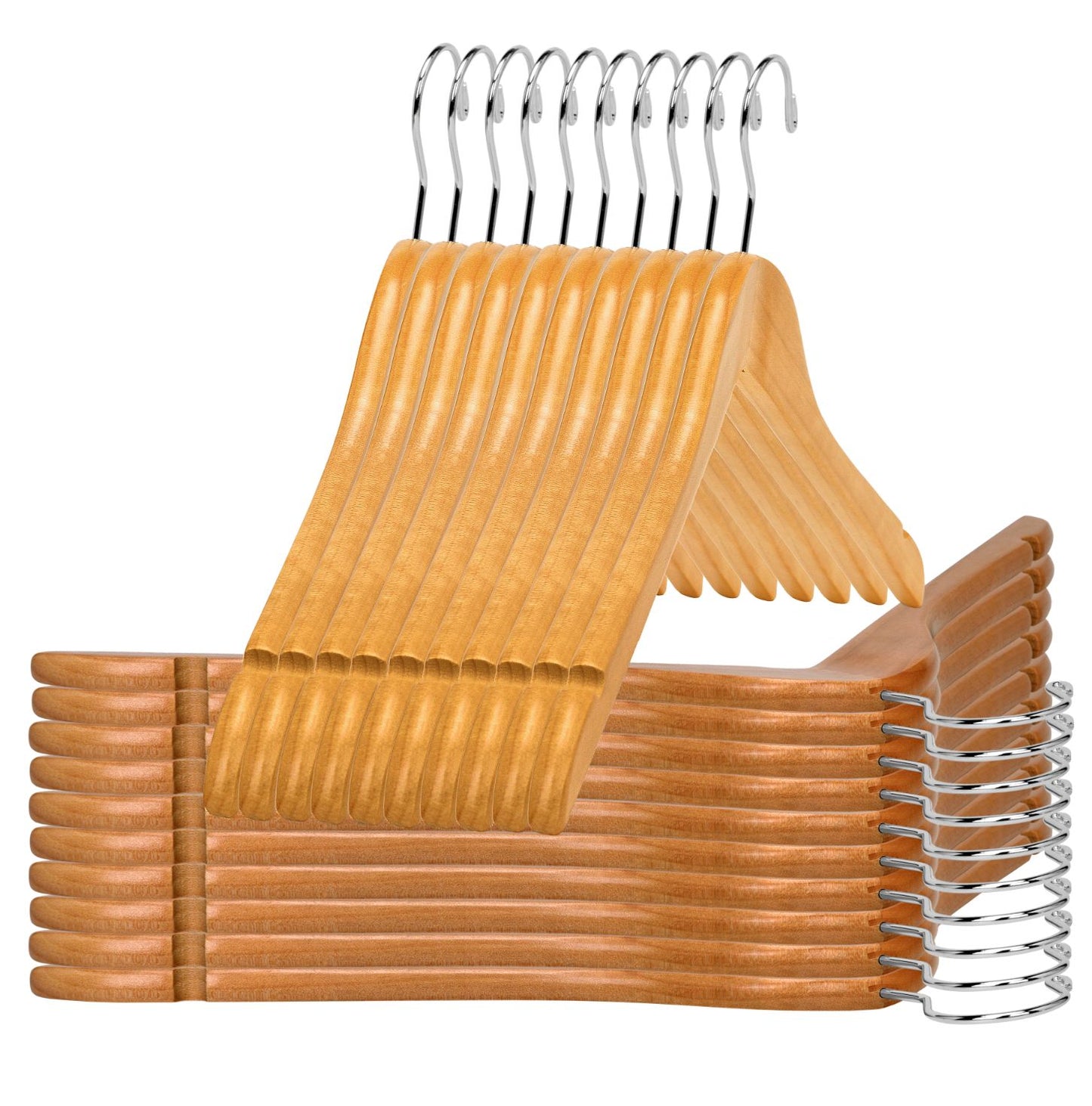 W031 - Semi Curved Wooden Hangers, 17.5" White - 80 Hangers