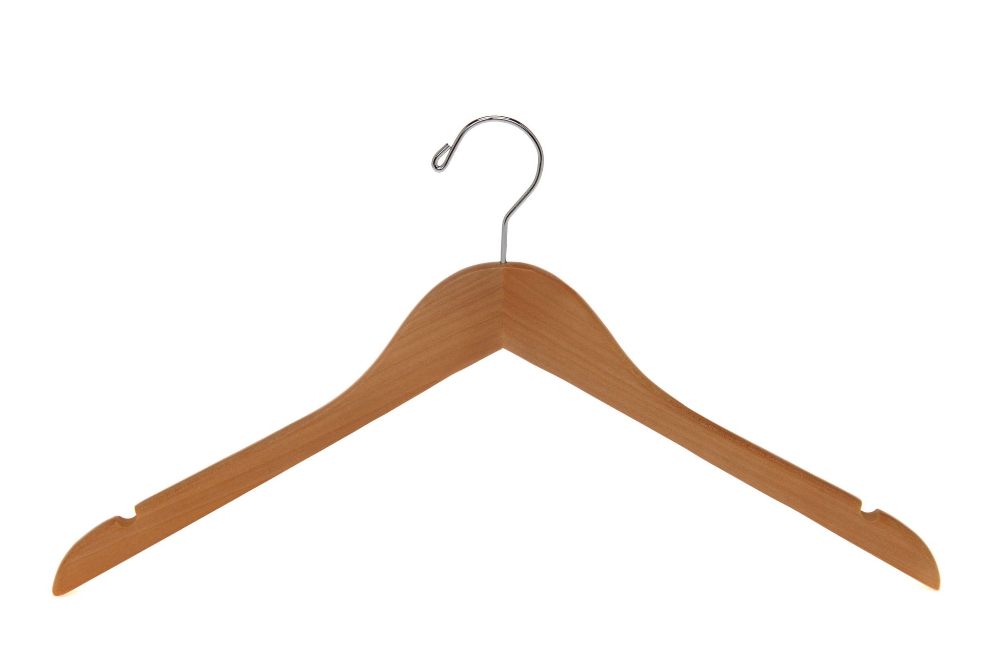 W031 - Semi Curved Wooden Hangers, 17.5" White - 80 Hangers