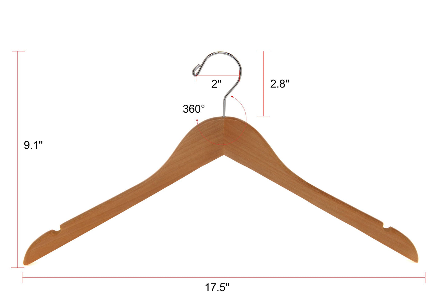 W031 - Semi Curved Wooden Hangers, 17.5" White - 80 Hangers