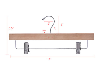 W033 -Wooden Straight Skirt Hanger -Natural/Chrome hook -100