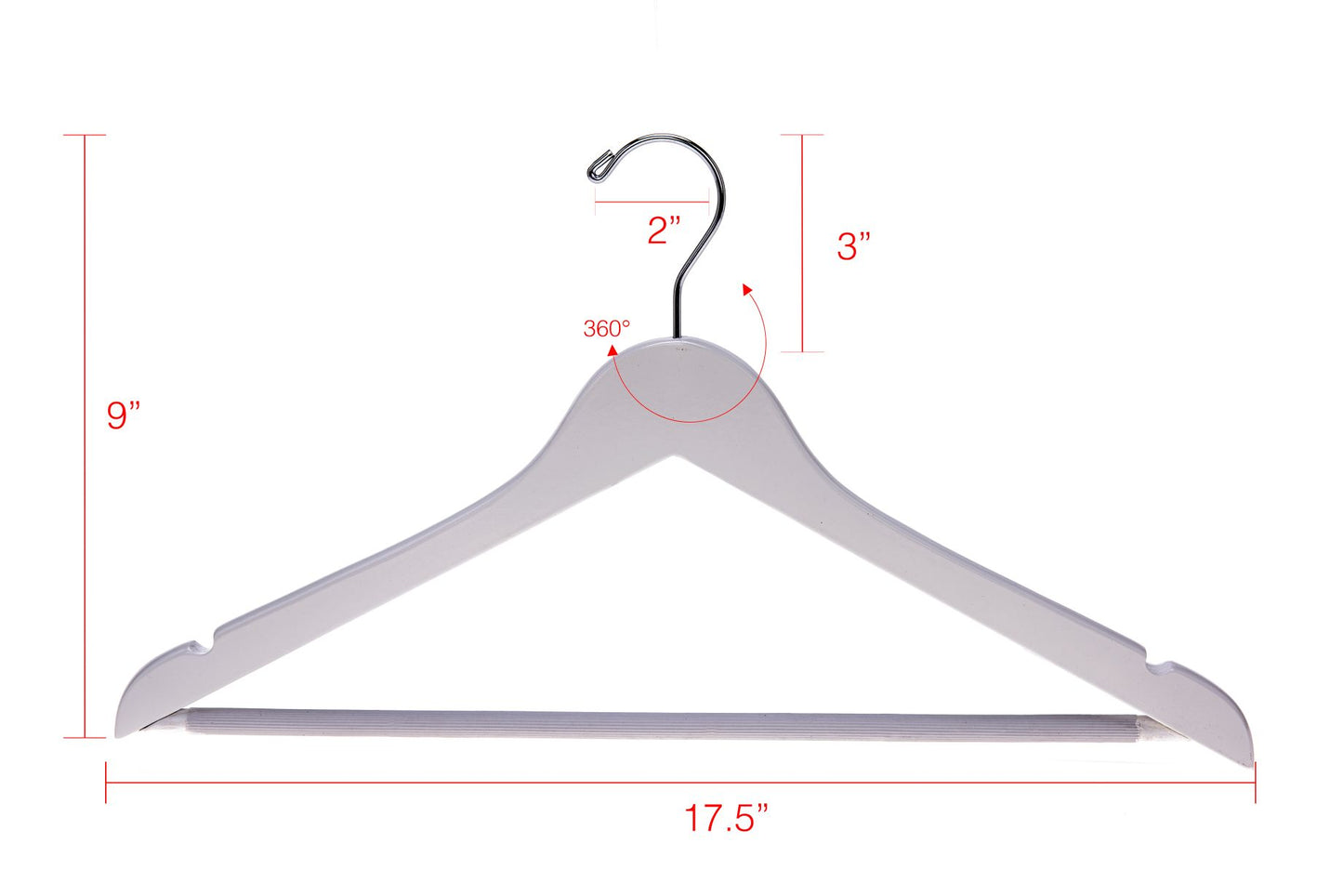 W040 - Semi Curved Wooden Hanger, 17.5" Natural - 90