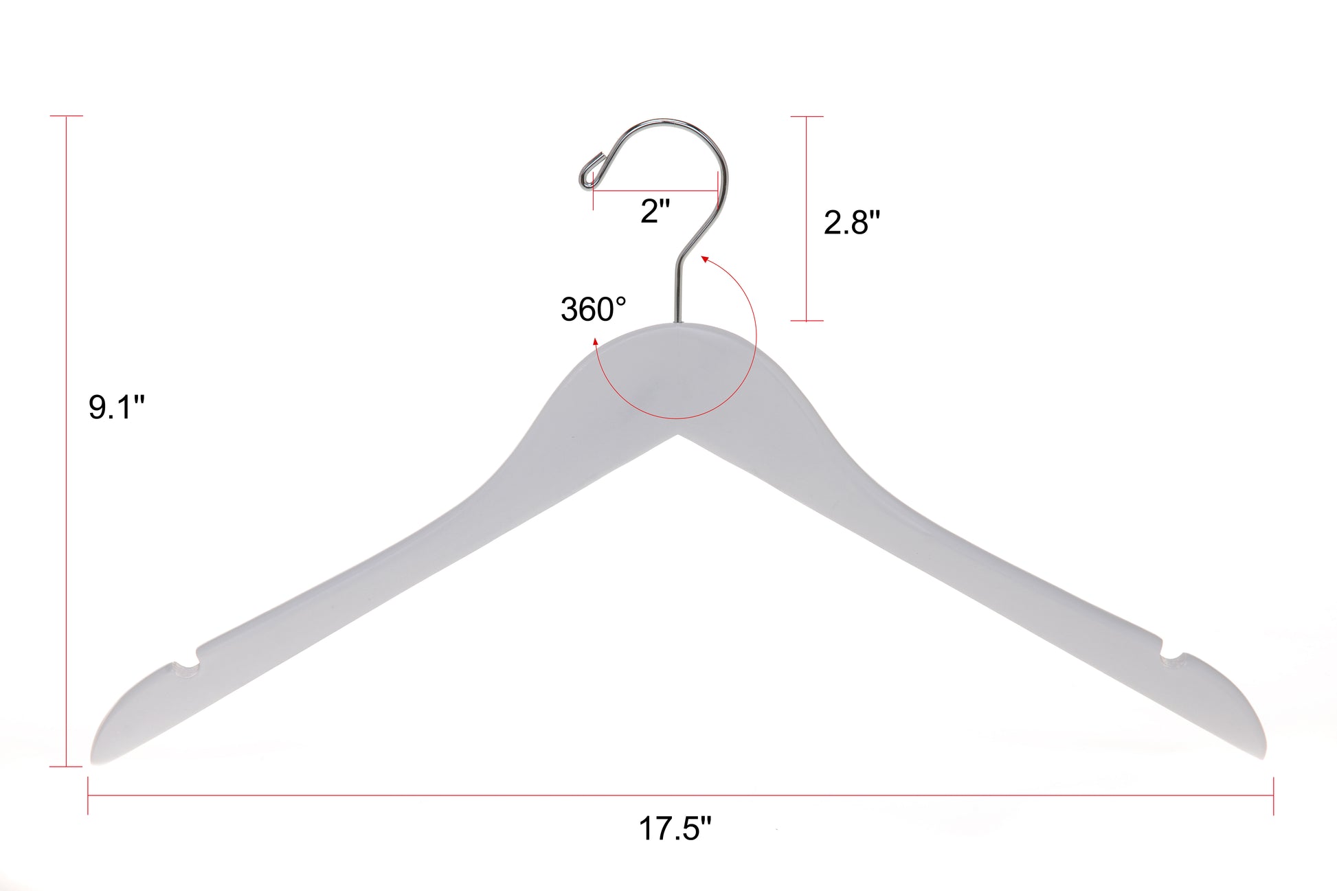 W041 - Semi Curved Wooden Hangers, 17.5" White - 80 Hangers