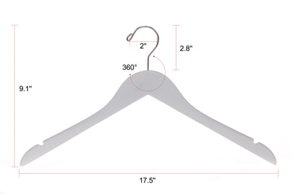 W041 - Semi Curved Wooden Hangers, 17.5" White - 80 Hangers