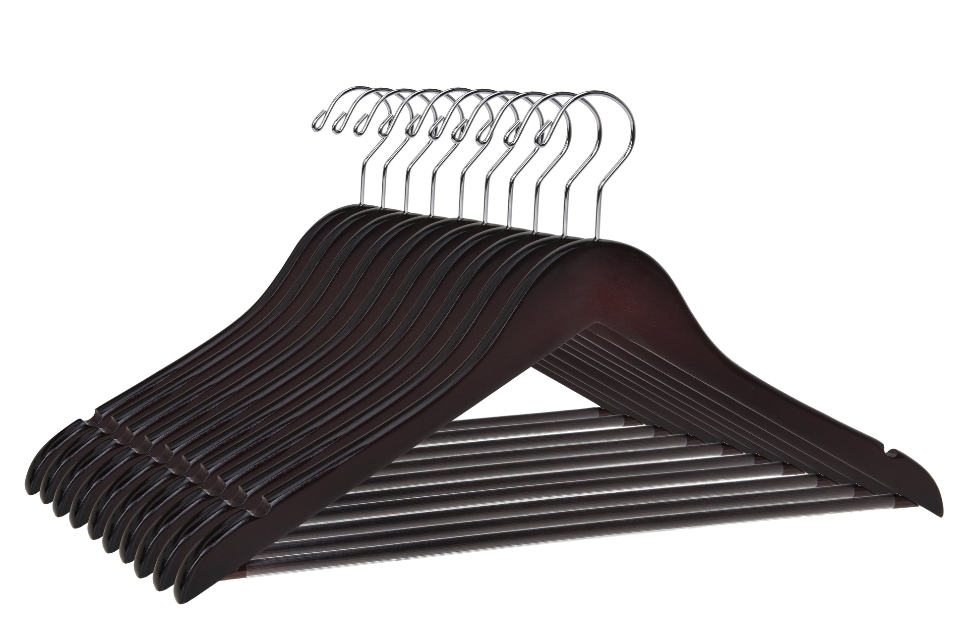 W050 - Semi Curved Wooden Hangers, 17.5" Mahogany - 80