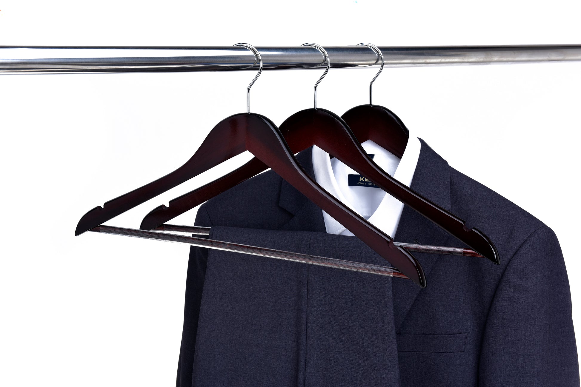 W050 - Semi Curved Wooden Hangers, 17.5" Mahogany - 80